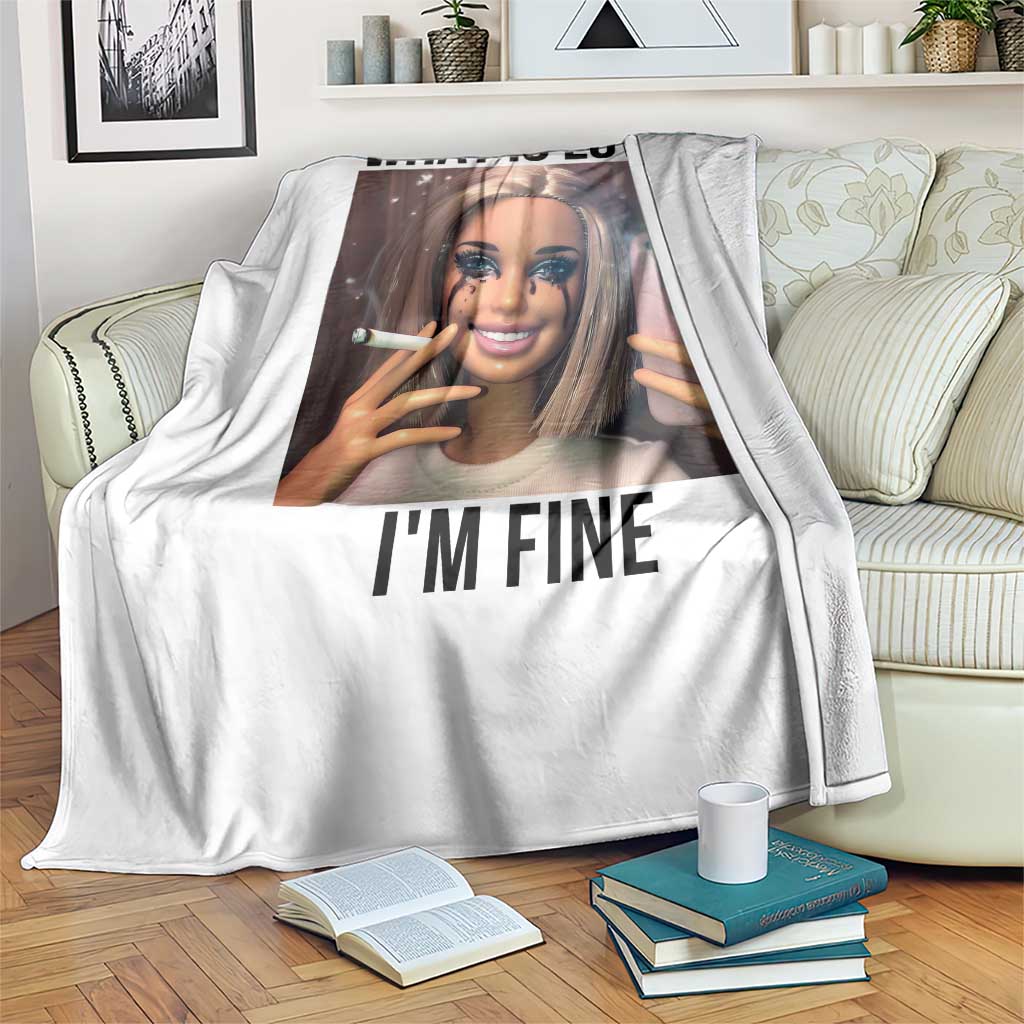 Funny Doll Smoking Selfie Meme Throw Blanket What Is Love I Am Fine - Wonder Print Shop