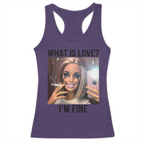 Funny Doll Smoking Selfie Meme Racerback Tank Top What Is Love I Am Fine - Wonder Print Shop