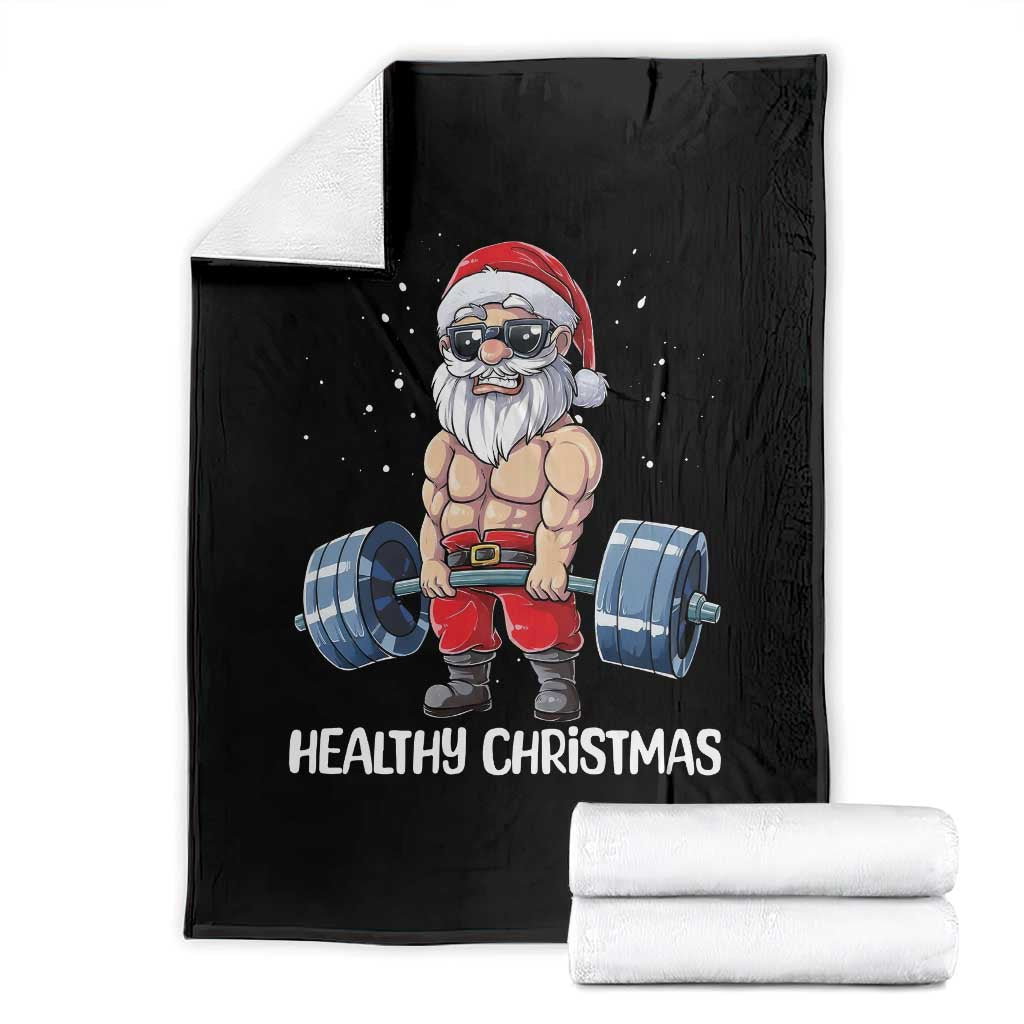 Funny Santa Gym Xmas Throw Blanket Healthy Christmas - Wonder Print Shop