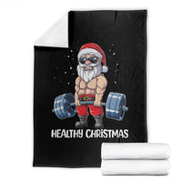 Funny Santa Gym Xmas Throw Blanket Healthy Christmas - Wonder Print Shop