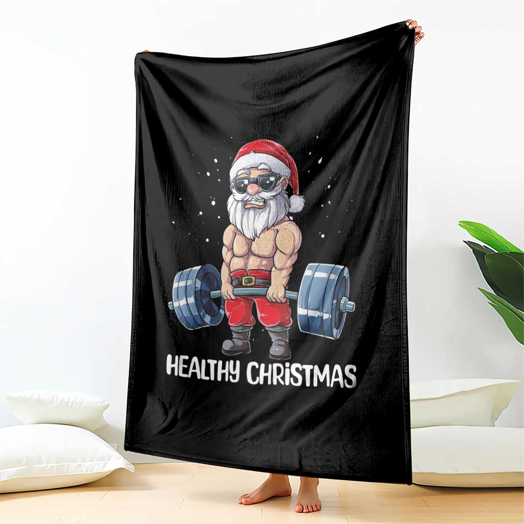 Funny Santa Gym Xmas Throw Blanket Healthy Christmas - Wonder Print Shop