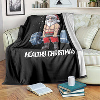 Funny Santa Gym Xmas Throw Blanket Healthy Christmas - Wonder Print Shop