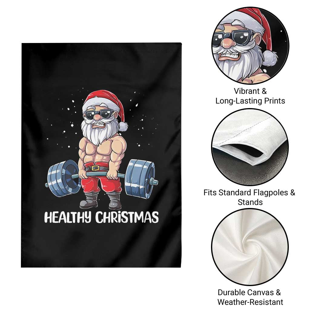 Funny Santa Gym Xmas Garden Flag Healthy Christmas - Wonder Print Shop