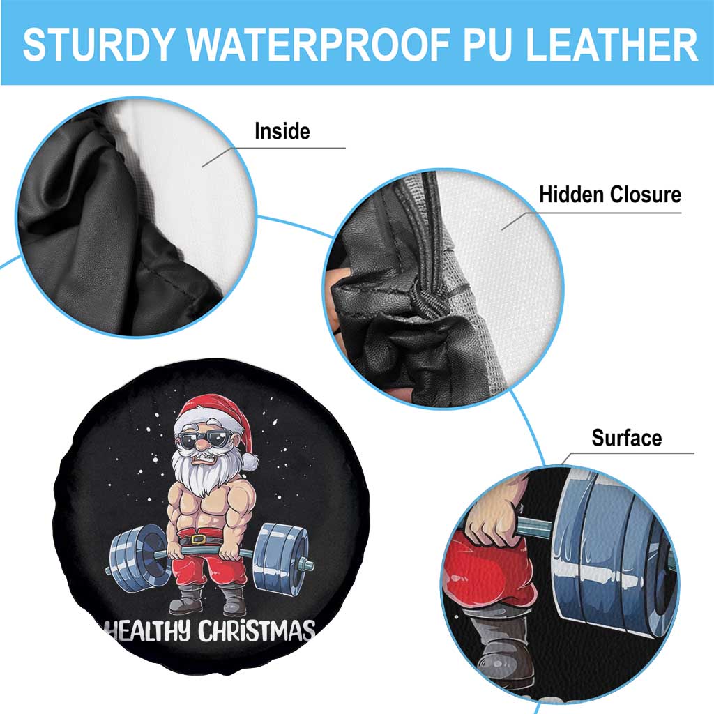 Funny Santa Gym Xmas Spare Tire Cover Healthy Christmas - Wonder Print Shop