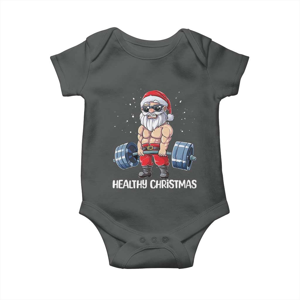 Funny Santa Gym Xmas Baby Onesie Healthy Christmas - Wonder Print Shop