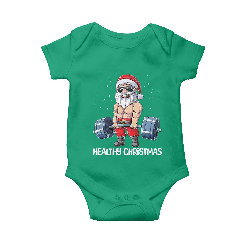 Funny Santa Gym Xmas Baby Onesie Healthy Christmas - Wonder Print Shop