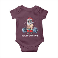 Funny Santa Gym Xmas Baby Onesie Healthy Christmas - Wonder Print Shop