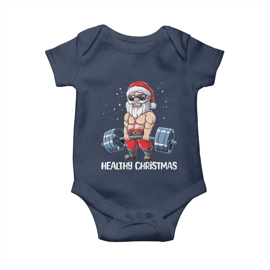 Funny Santa Gym Xmas Baby Onesie Healthy Christmas - Wonder Print Shop