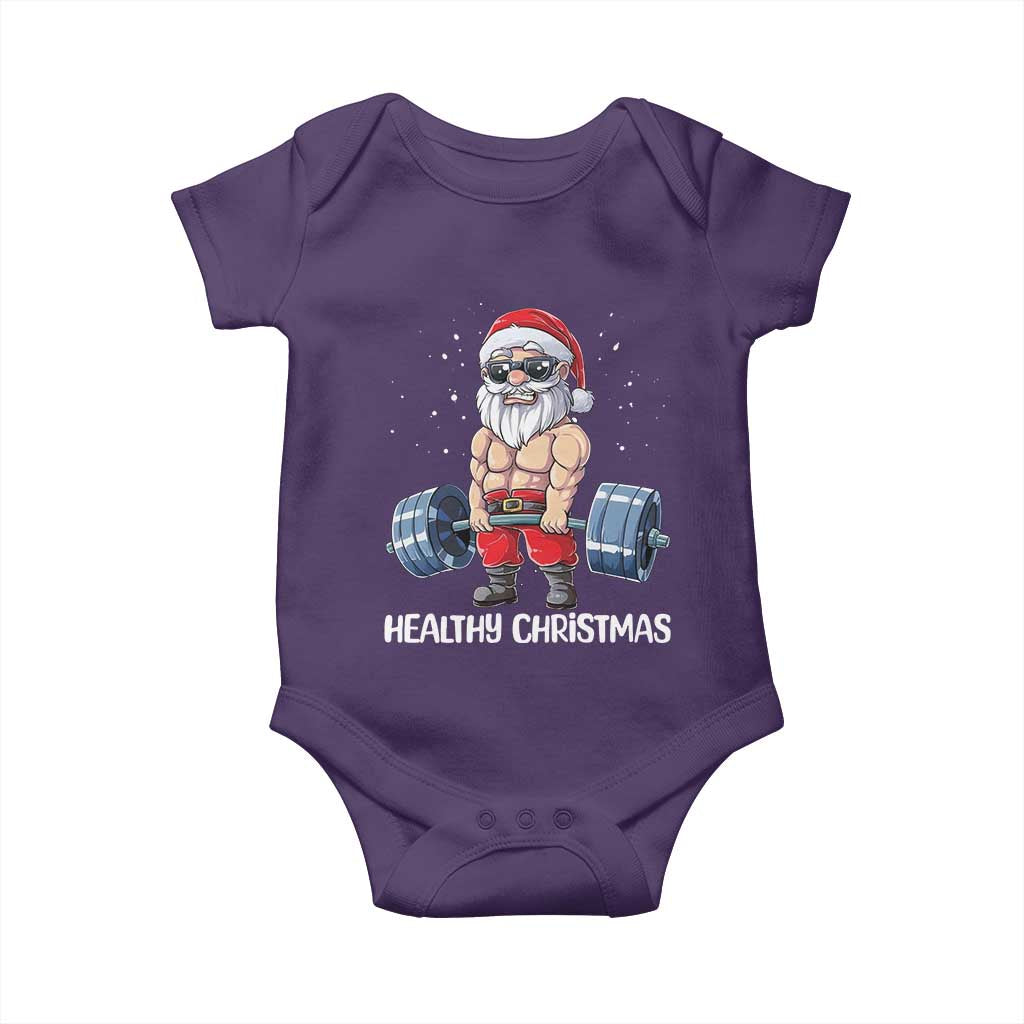 Funny Santa Gym Xmas Baby Onesie Healthy Christmas - Wonder Print Shop