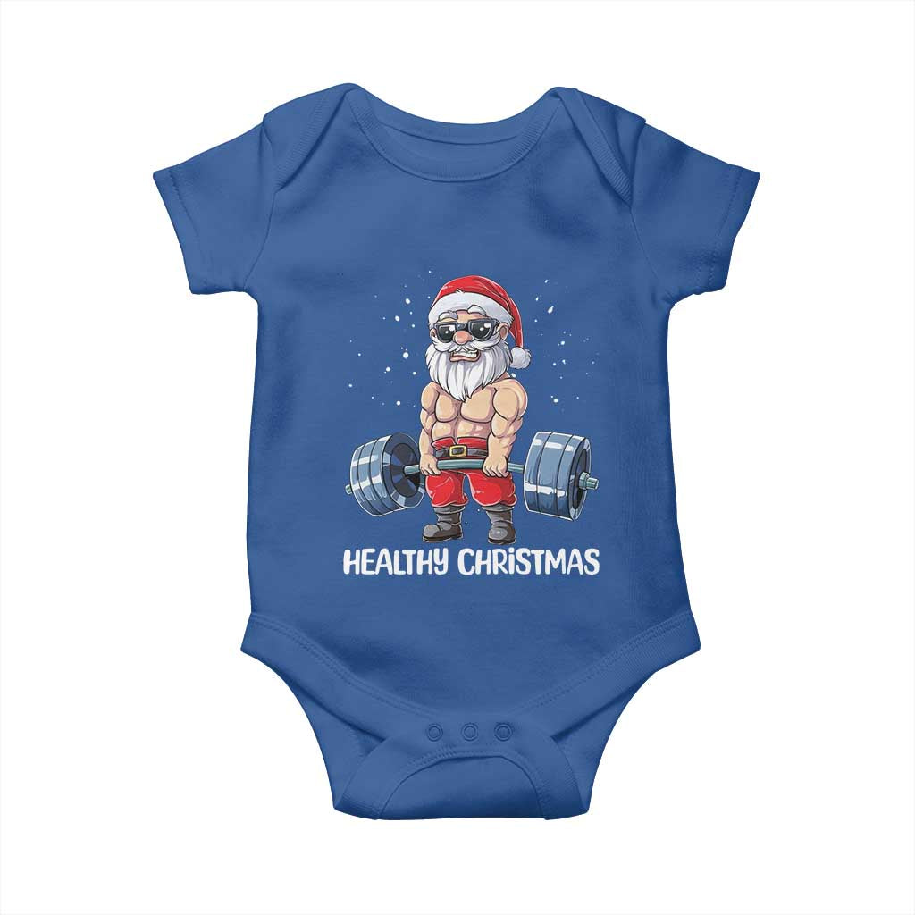 Funny Santa Gym Xmas Baby Onesie Healthy Christmas - Wonder Print Shop