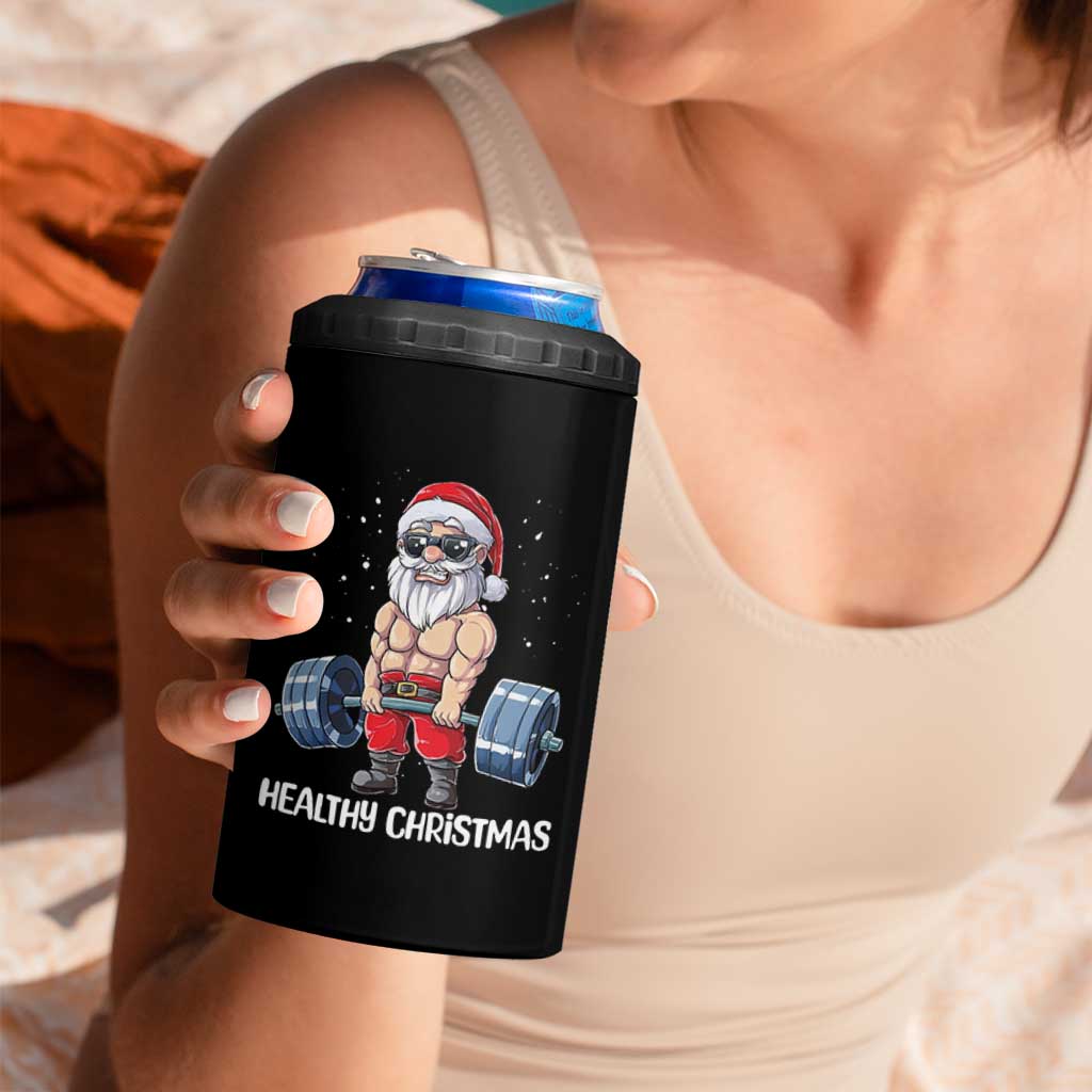 Funny Santa Gym Xmas 4 in 1 Can Cooler Tumbler Healthy Christmas - Wonder Print Shop