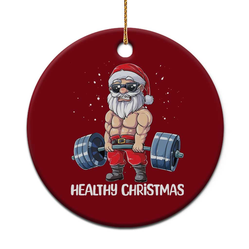 Funny Santa Gym Xmas Ceramic Ornament Healthy Xmas - Wonder Print Shop