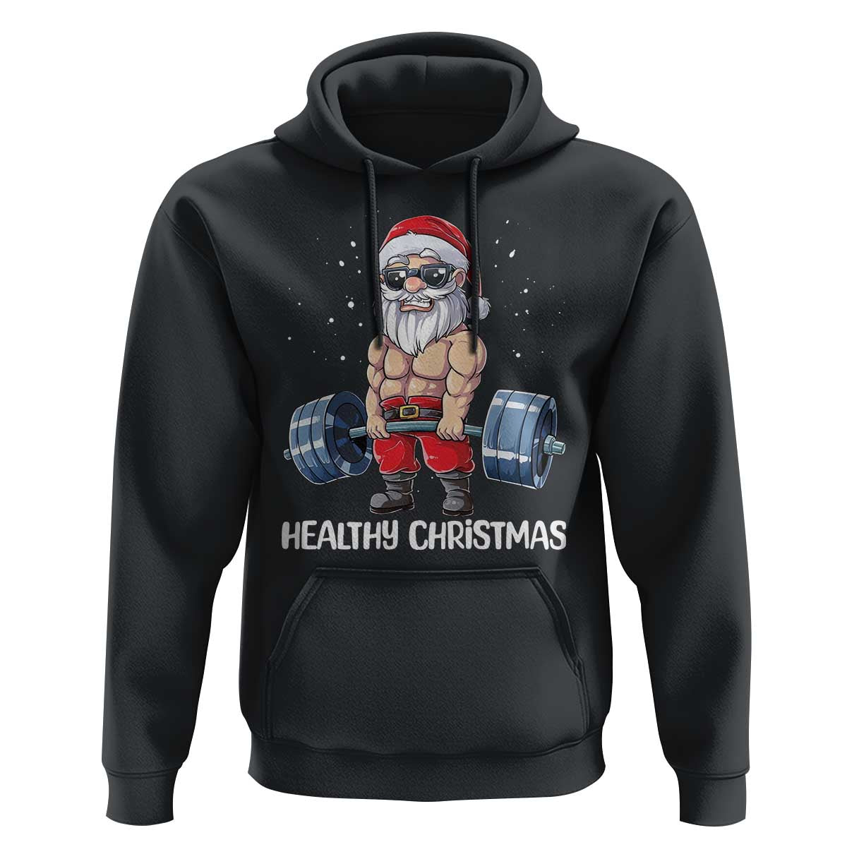 Funny Santa Gym Xmas Hoodie Healthy Christmas - Wonder Print Shop