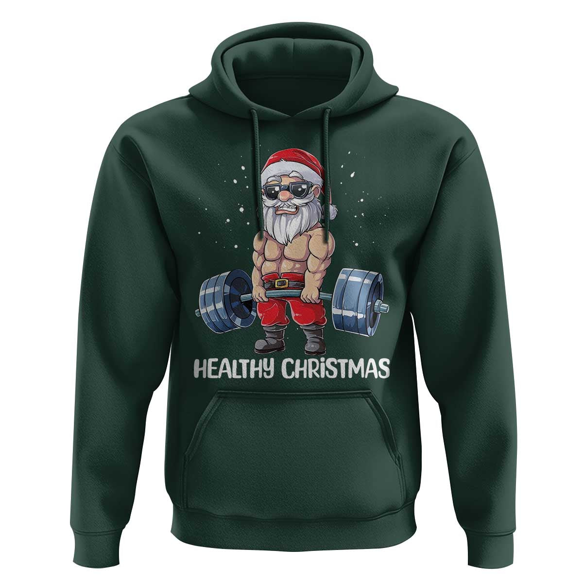 Funny Santa Gym Xmas Hoodie Healthy Christmas - Wonder Print Shop