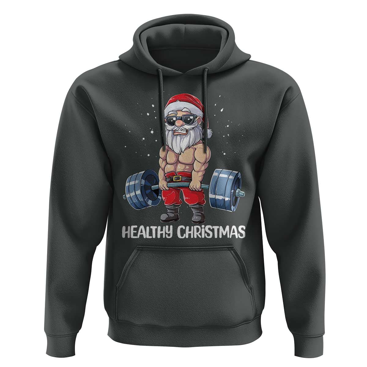 Funny Santa Gym Xmas Hoodie Healthy Christmas - Wonder Print Shop