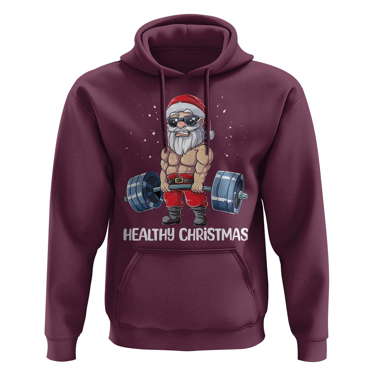Funny Santa Gym Xmas Hoodie Healthy Christmas - Wonder Print Shop