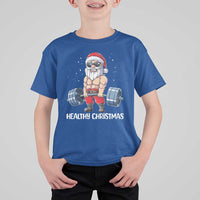 Funny Santa Gym Xmas T Shirt For Kid Healthy Christmas - Wonder Print Shop