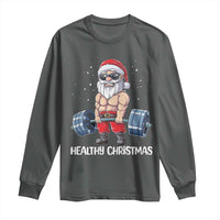 Funny Santa Gym Xmas Long Sleeve Shirt Healthy Christmas - Wonder Print Shop