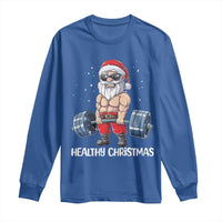 Funny Santa Gym Xmas Long Sleeve Shirt Healthy Christmas - Wonder Print Shop