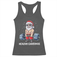 Funny Santa Gym Xmas Racerback Tank Top Healthy Christmas - Wonder Print Shop
