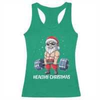 Funny Santa Gym Xmas Racerback Tank Top Healthy Christmas - Wonder Print Shop