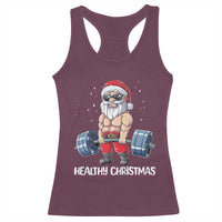 Funny Santa Gym Xmas Racerback Tank Top Healthy Christmas - Wonder Print Shop