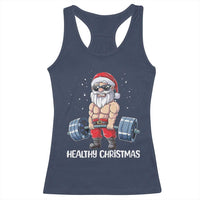 Funny Santa Gym Xmas Racerback Tank Top Healthy Christmas - Wonder Print Shop