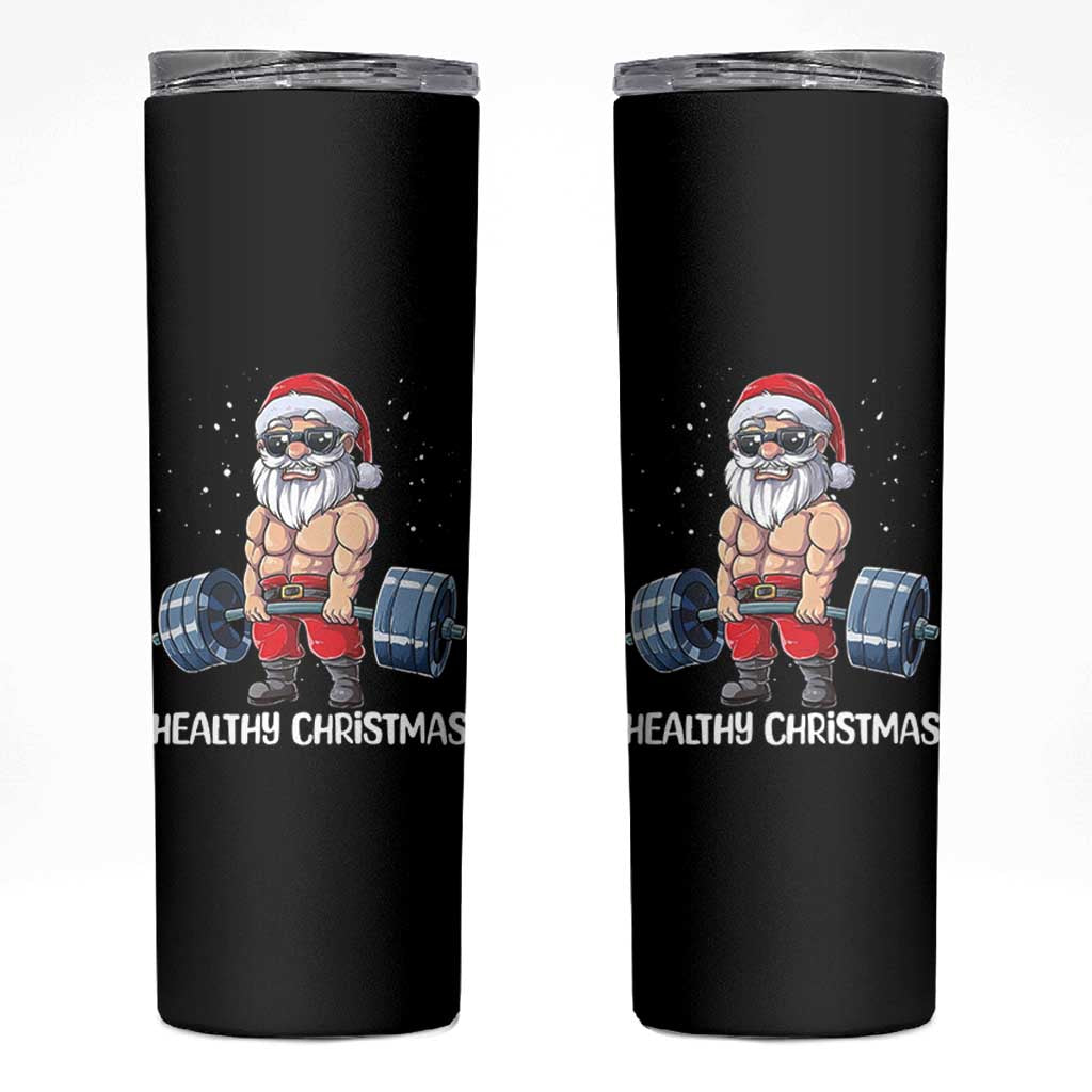 Funny Santa Gym Xmas Skinny Tumbler Healthy Christmas - Wonder Print Shop