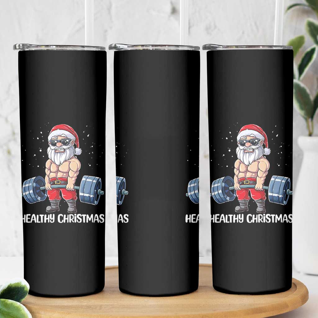 Funny Santa Gym Xmas Skinny Tumbler Healthy Christmas - Wonder Print Shop