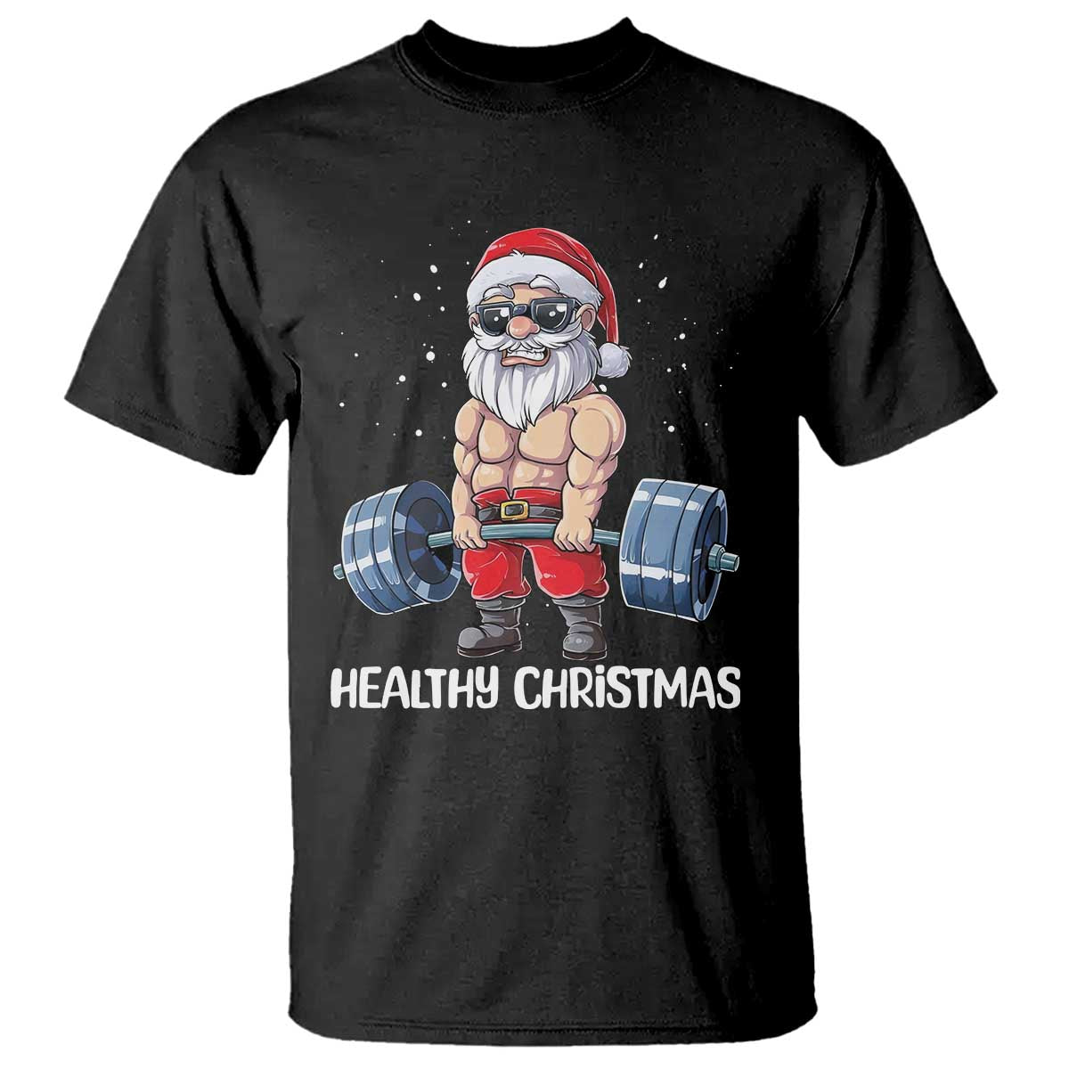 Funny Santa Gym Xmas T Shirt Healthy Christmas - Wonder Print Shop
