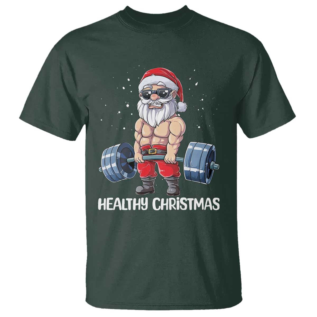 Funny Santa Gym Xmas T Shirt Healthy Christmas - Wonder Print Shop