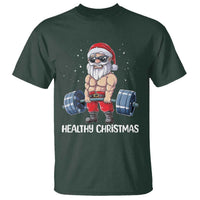 Funny Santa Gym Xmas T Shirt Healthy Christmas - Wonder Print Shop