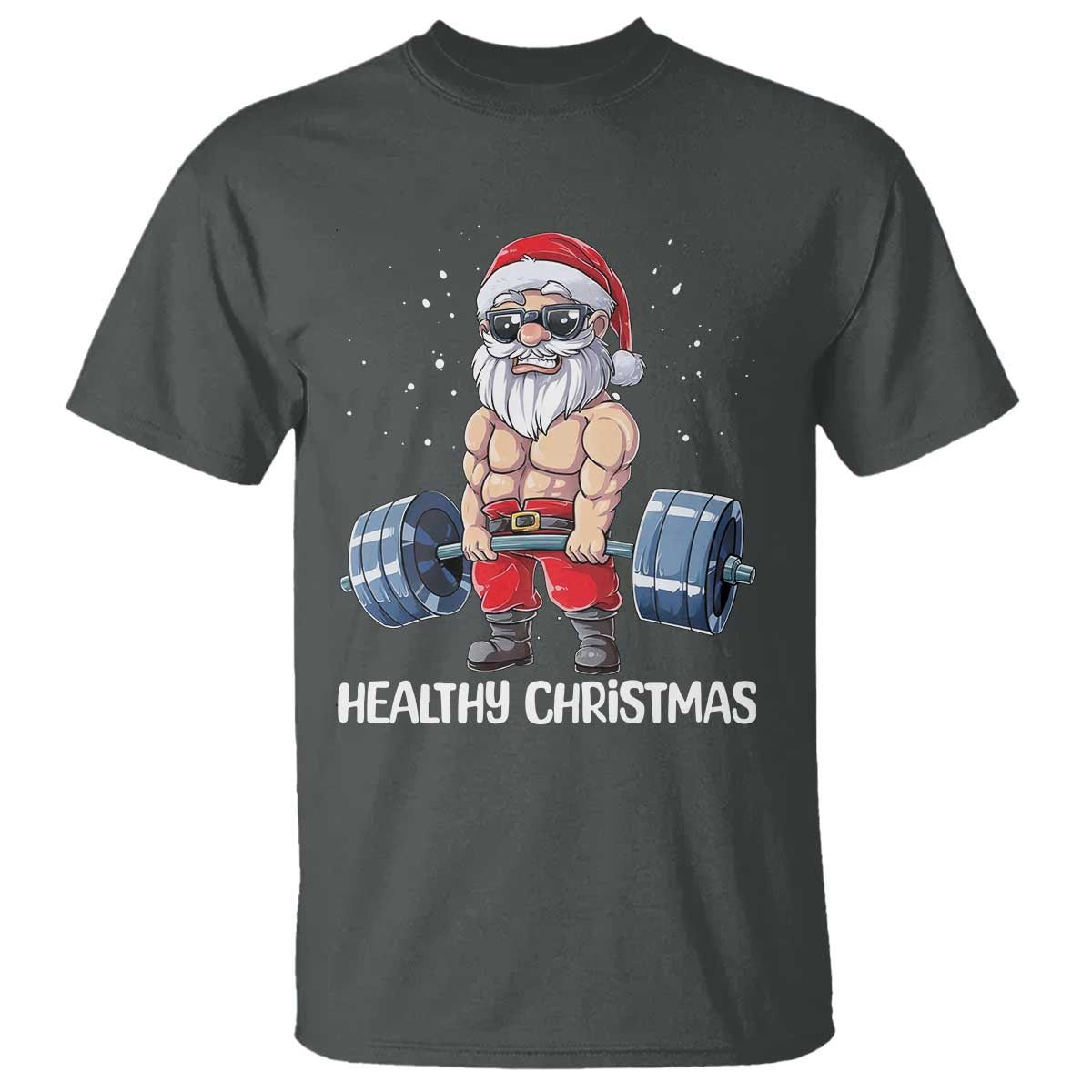 Funny Santa Gym Xmas T Shirt Healthy Christmas - Wonder Print Shop