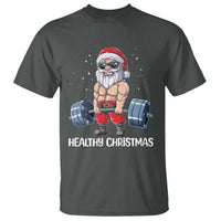 Funny Santa Gym Xmas T Shirt Healthy Christmas - Wonder Print Shop