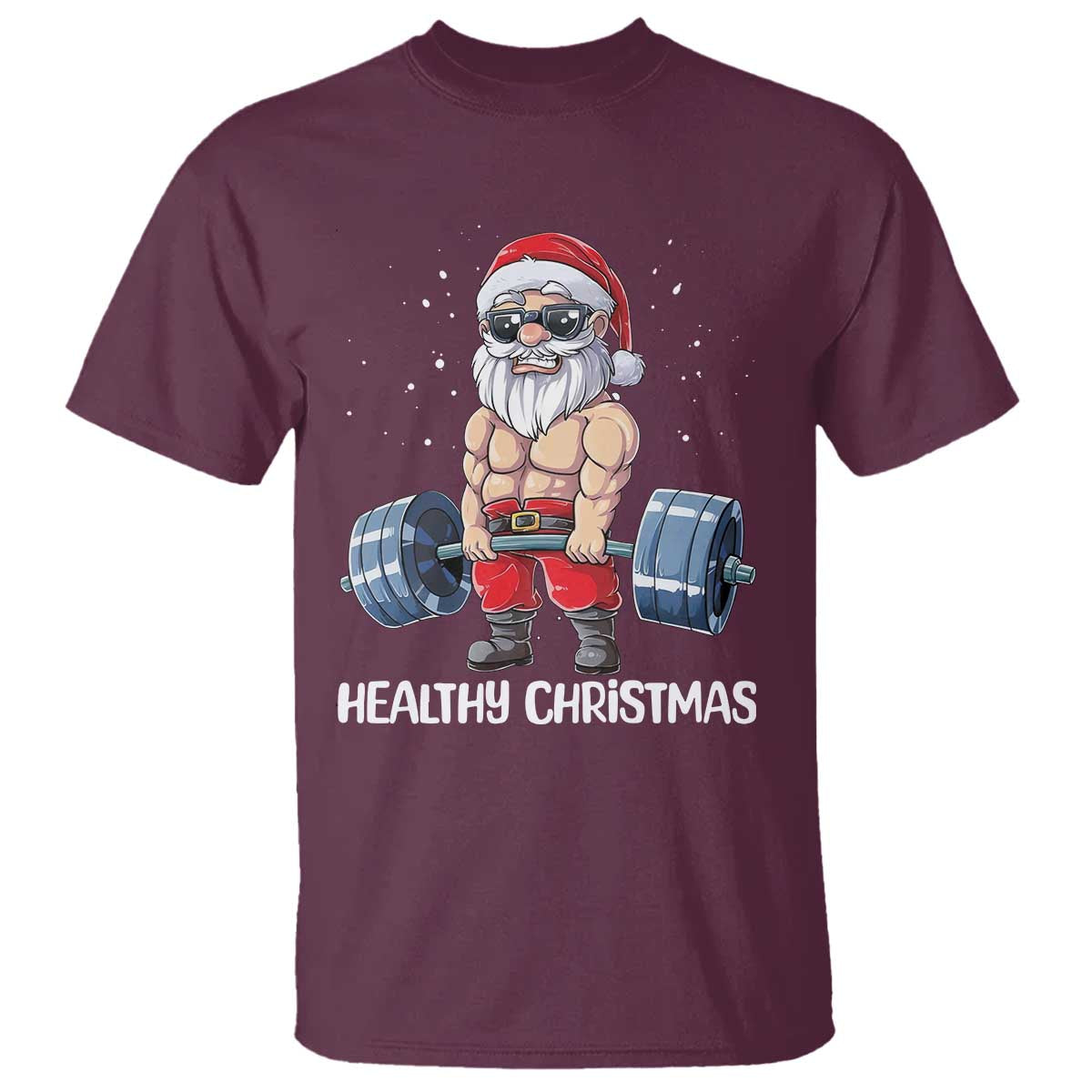Funny Santa Gym Xmas T Shirt Healthy Christmas - Wonder Print Shop