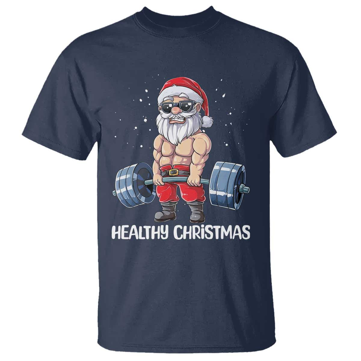 Funny Santa Gym Xmas T Shirt Healthy Christmas - Wonder Print Shop