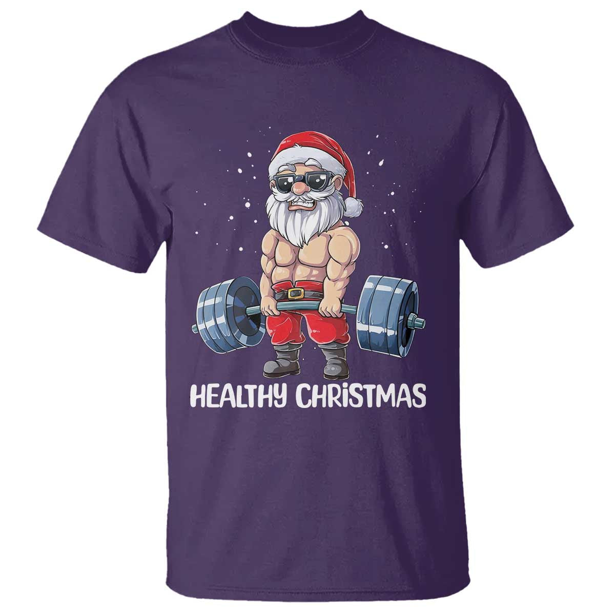 Funny Santa Gym Xmas T Shirt Healthy Christmas - Wonder Print Shop