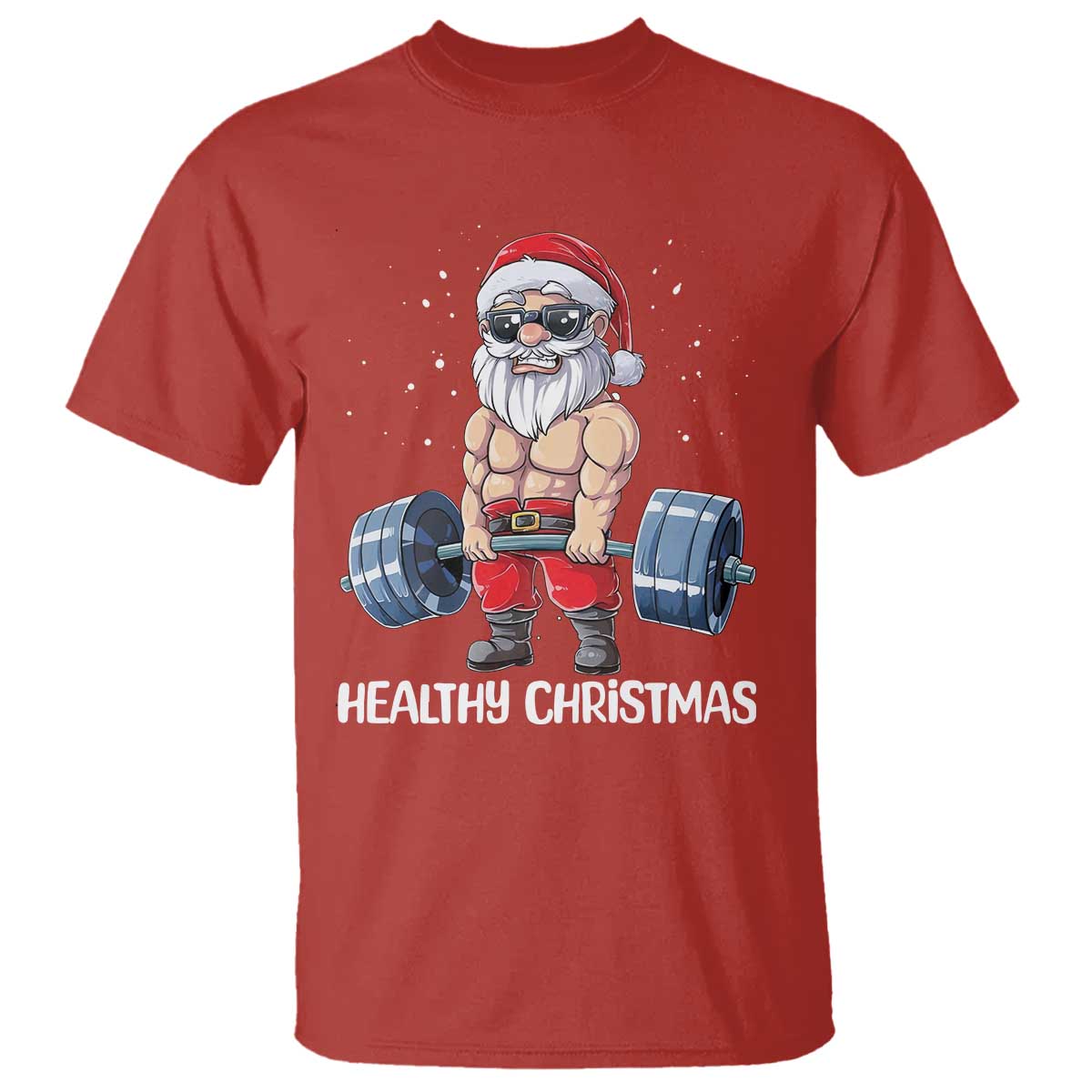 Funny Santa Gym Xmas T Shirt Healthy Christmas - Wonder Print Shop