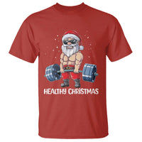 Funny Santa Gym Xmas T Shirt Healthy Christmas - Wonder Print Shop