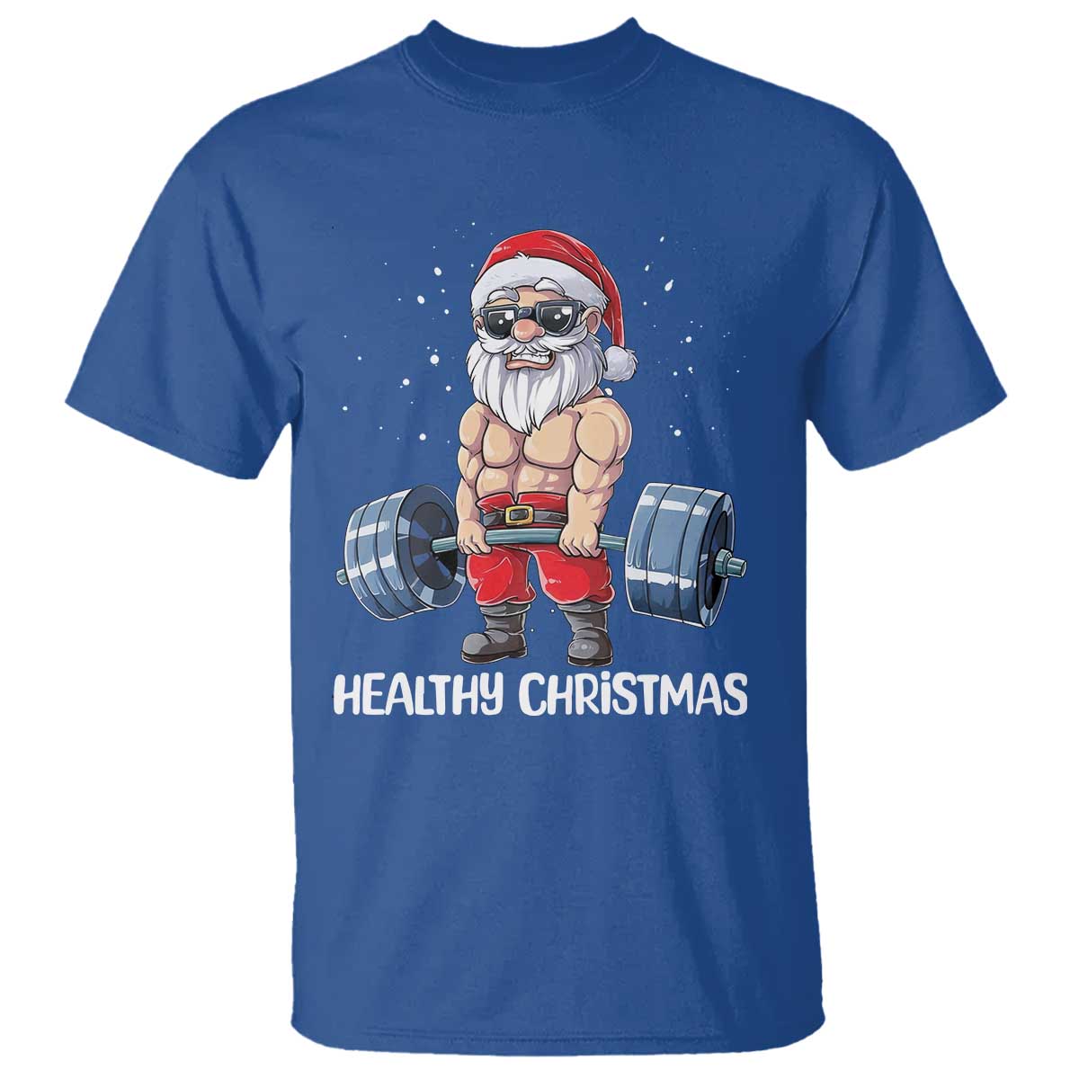 Funny Santa Gym Xmas T Shirt Healthy Christmas - Wonder Print Shop