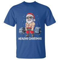 Funny Santa Gym Xmas T Shirt Healthy Christmas - Wonder Print Shop
