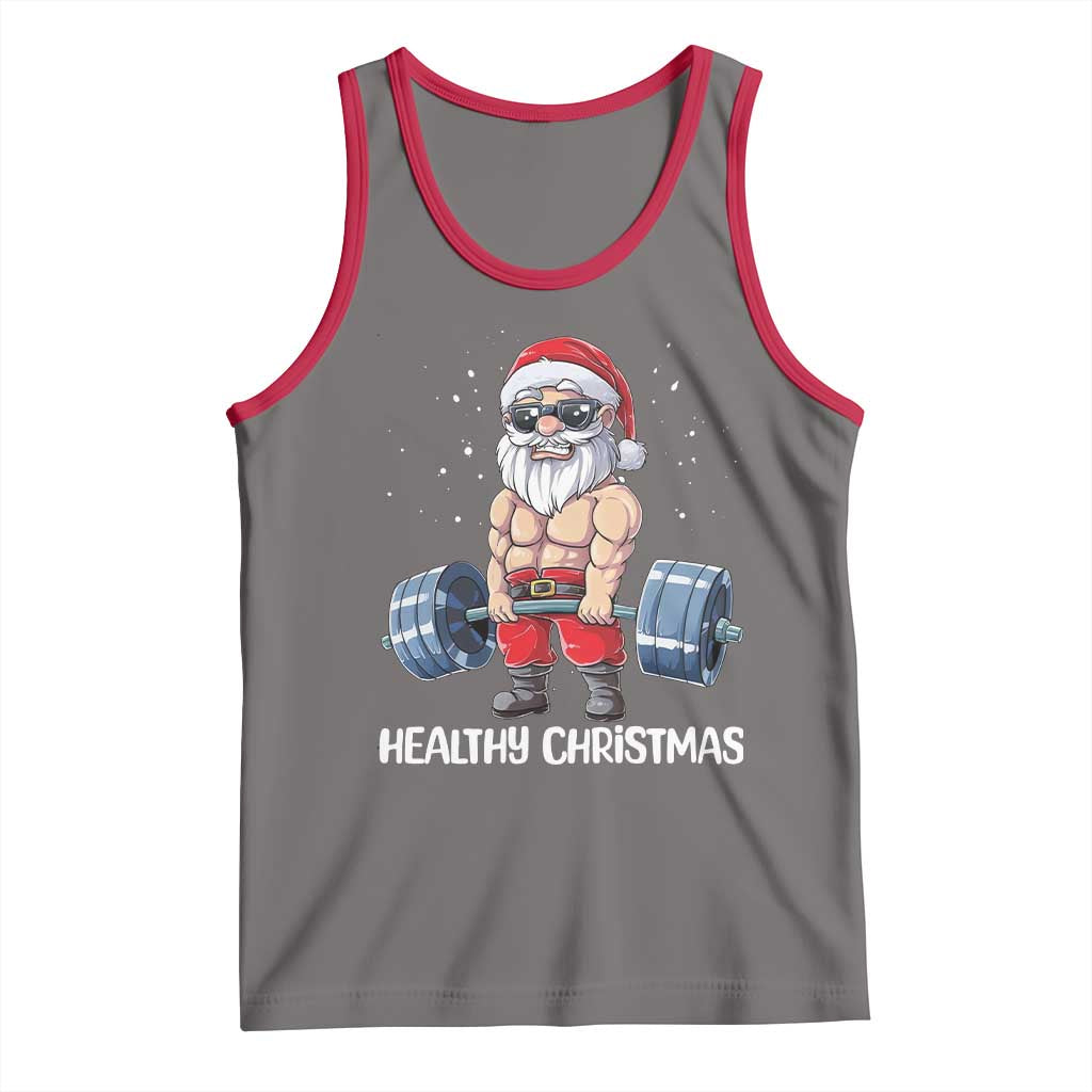 Funny Santa Gym Xmas Tank Top Healthy Christmas - Wonder Print Shop