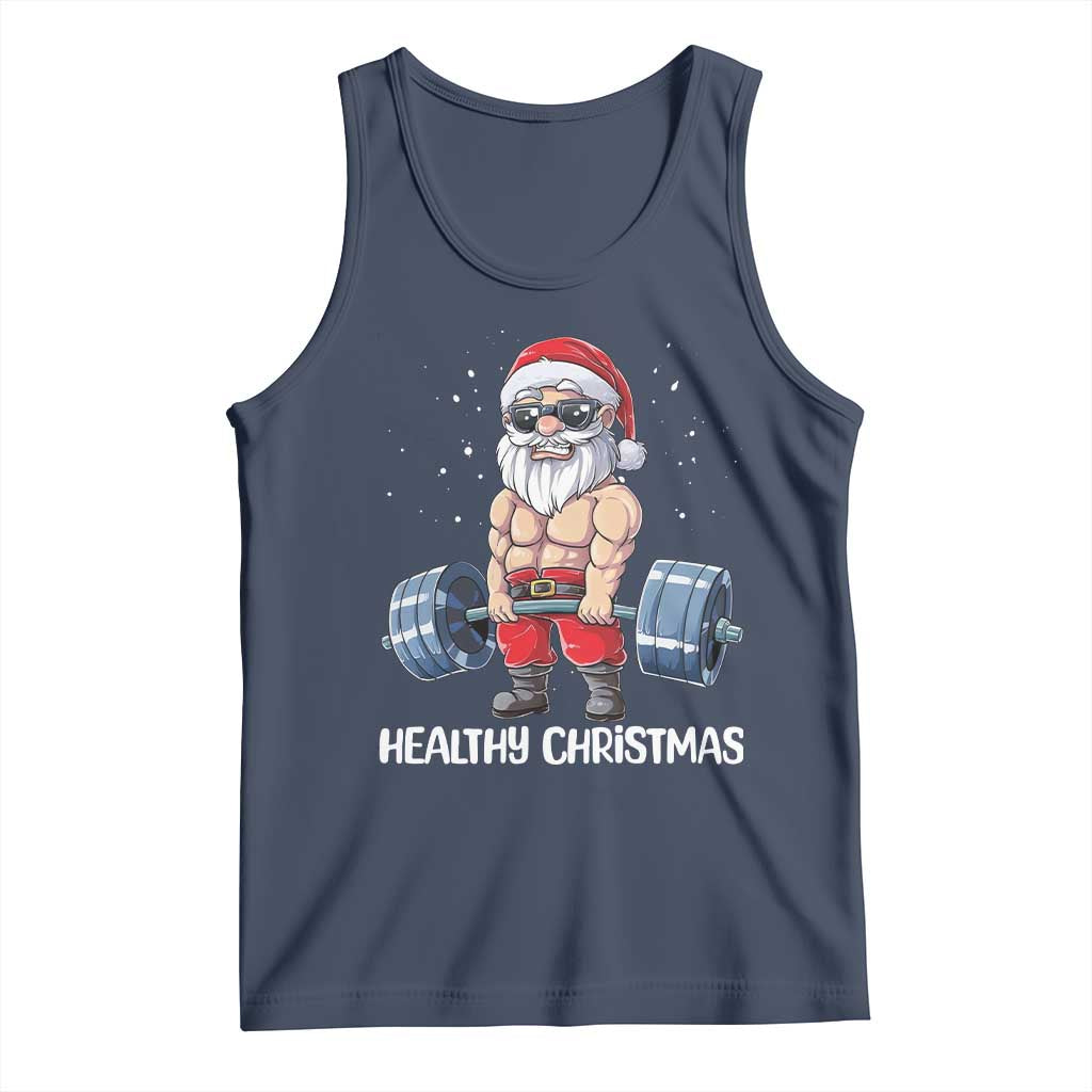 Funny Santa Gym Xmas Tank Top Healthy Christmas - Wonder Print Shop