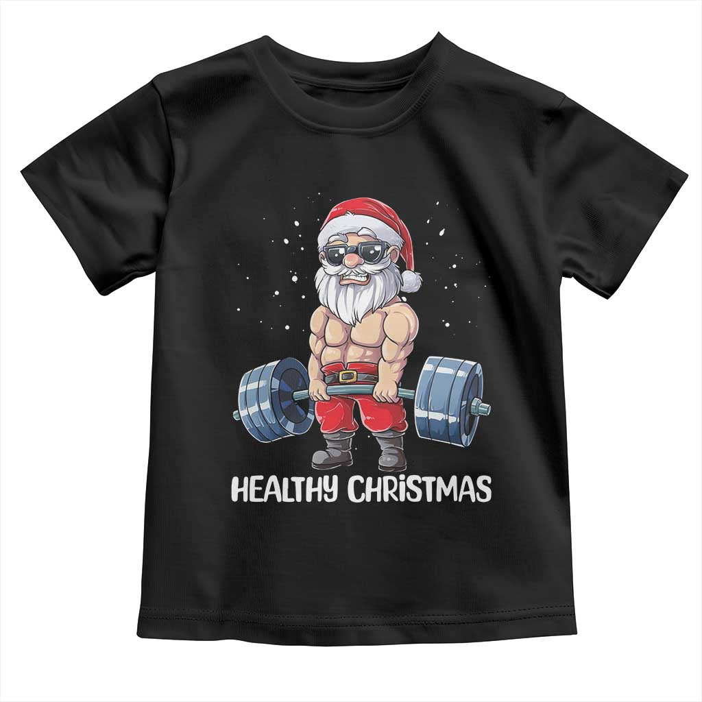 Funny Santa Gym Xmas Toddler T Shirt Healthy Christmas - Wonder Print Shop