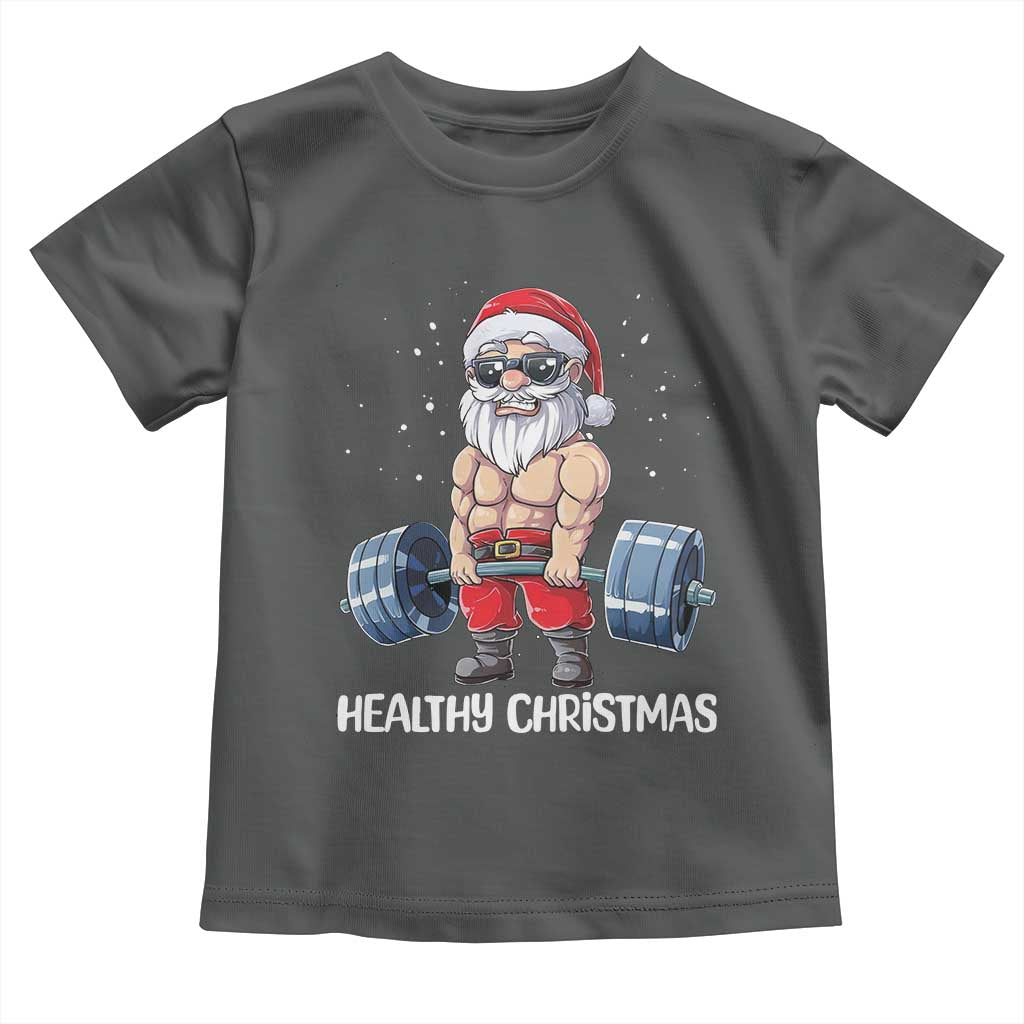 Funny Santa Gym Xmas Toddler T Shirt Healthy Christmas - Wonder Print Shop