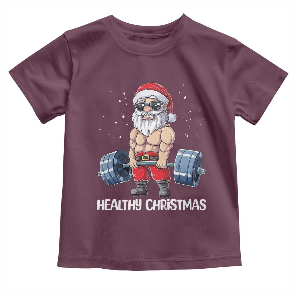 Funny Santa Gym Xmas Toddler T Shirt Healthy Christmas - Wonder Print Shop
