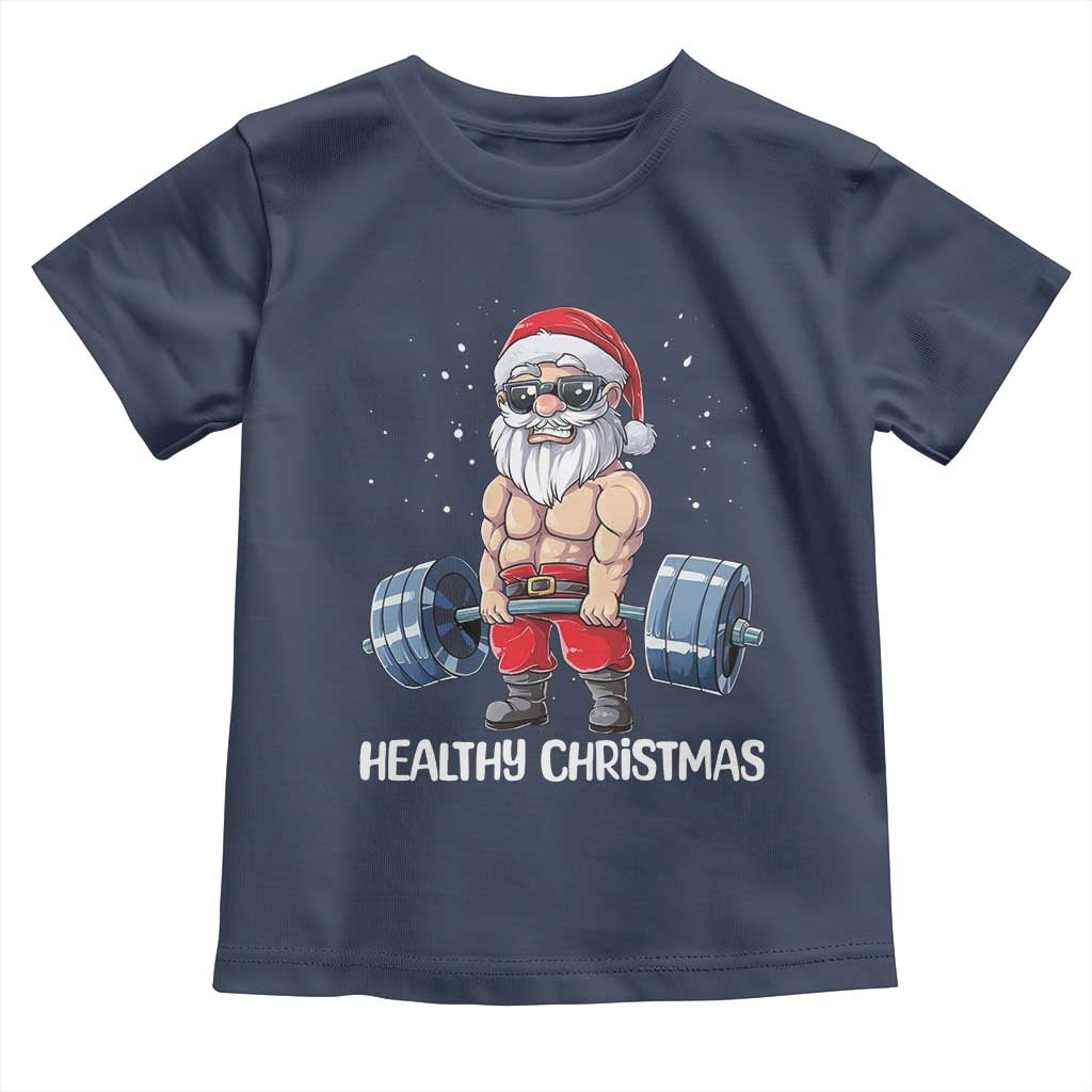 Funny Santa Gym Xmas Toddler T Shirt Healthy Christmas - Wonder Print Shop