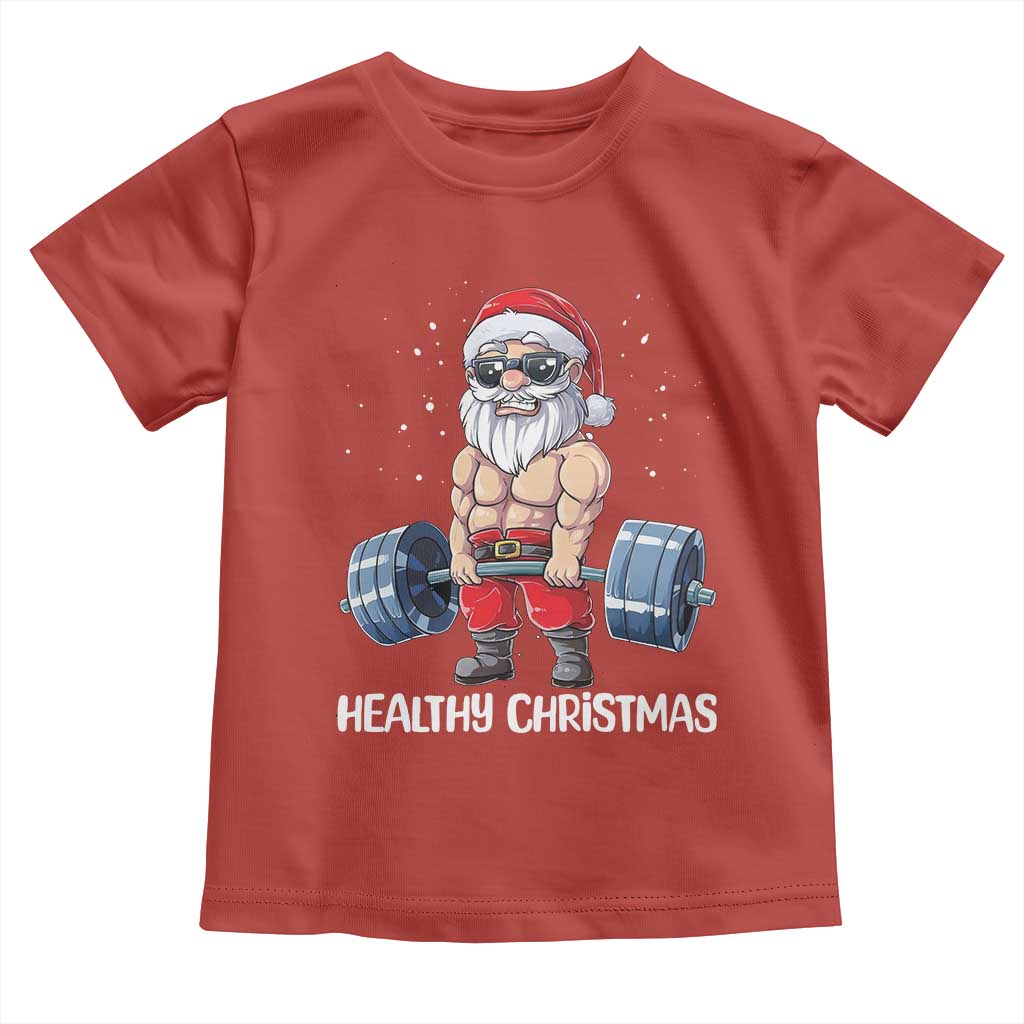 Funny Santa Gym Xmas Toddler T Shirt Healthy Christmas - Wonder Print Shop