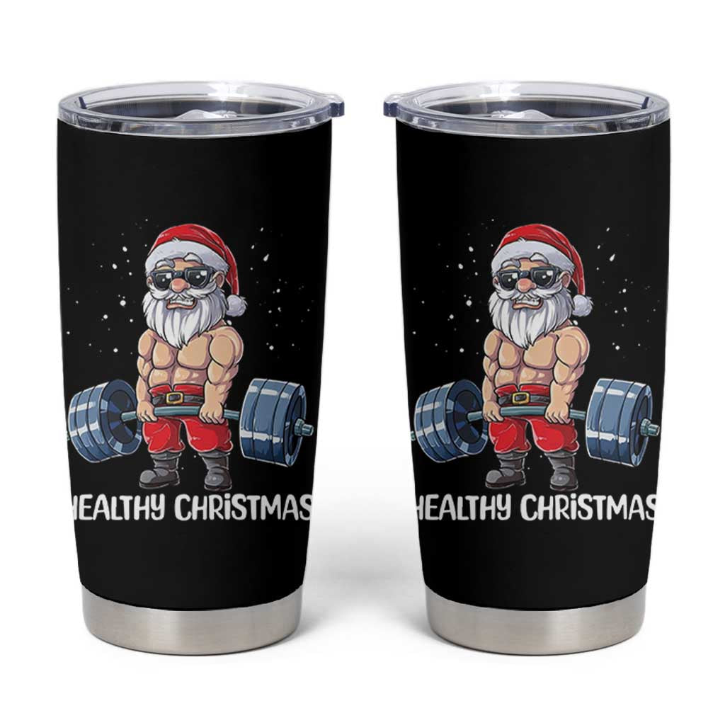 Funny Santa Gym Xmas Tumbler Cup Healthy Christmas - Wonder Print Shop