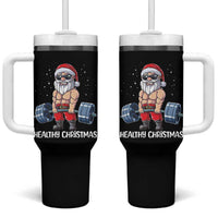 Funny Santa Gym Xmas Tumbler With Handle Healthy Christmas - Wonder Print Shop